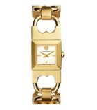 Tory Burch Double-t Link Watch, Gold-tone Stainless Steel/ivory, 18 X 18 Mm