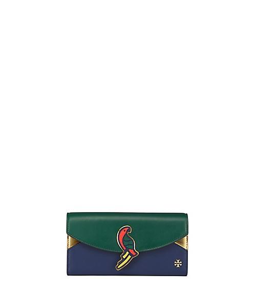 Tory Burch Parrot Applique Envelope Continental Wallet