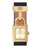 Tory Burch Surrey Watch, Black Leather/gold-tone, 22 X 23.5 Mm