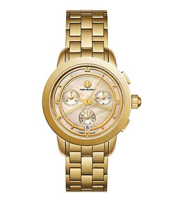 Tory Burch Tory Watch, Gold-tone/blush Mother Of Pearl Chronograph, 37 Mm