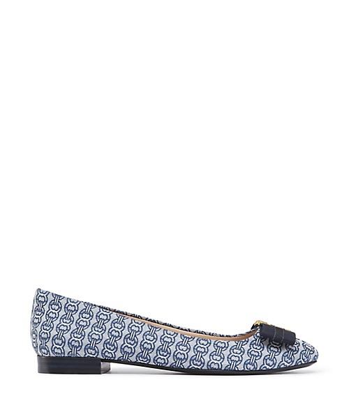 Tory Burch Gemini Link Printed Bow Flats