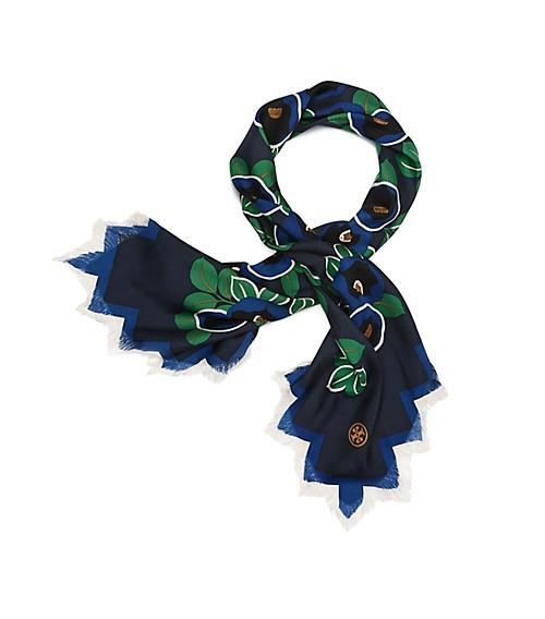 Tory Burch Avalon Fringed Silk Square Scarf