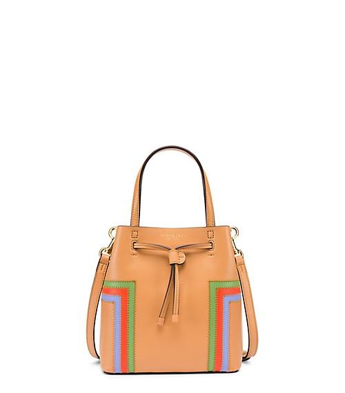 Tory Burch Block-t Stripe Micro Drawstring Cross-body