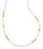 Tory Burch Capped Crystal Pearl Long Necklace
