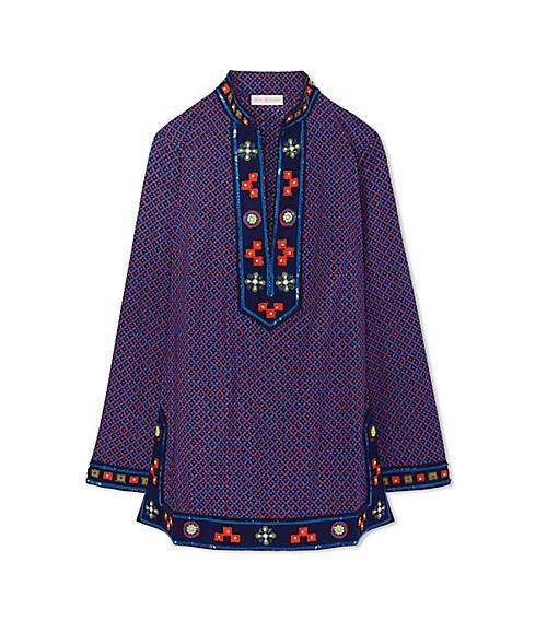 Tory Burch Printed Embellished Tory Tunic