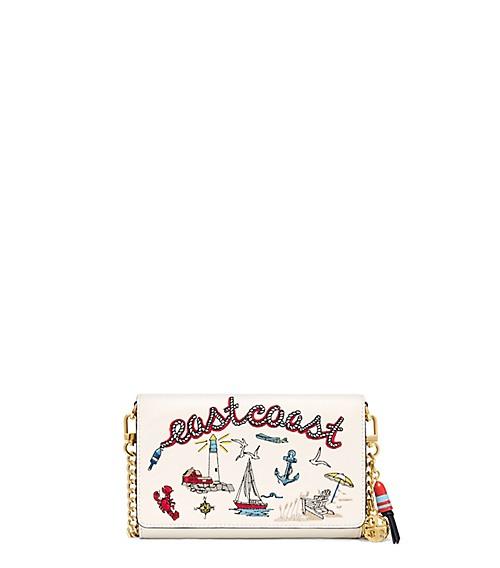 Tory Burch Embroidered Chain Wallet