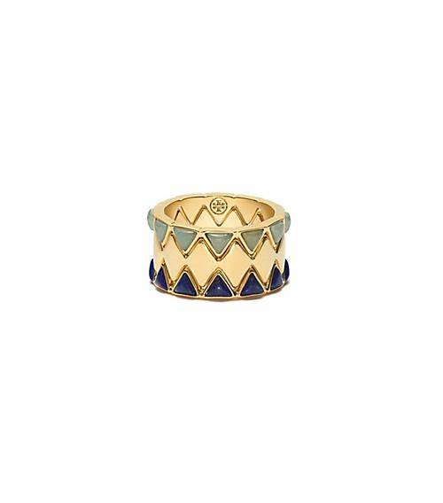 Tory Burch Puzzle Metal & Stone Ring Set