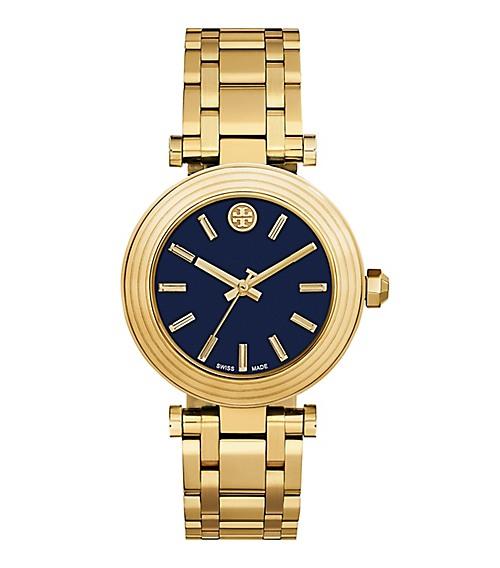 Tory Burch Classic T Watch, Gold-tone/navy, 35 Mm
