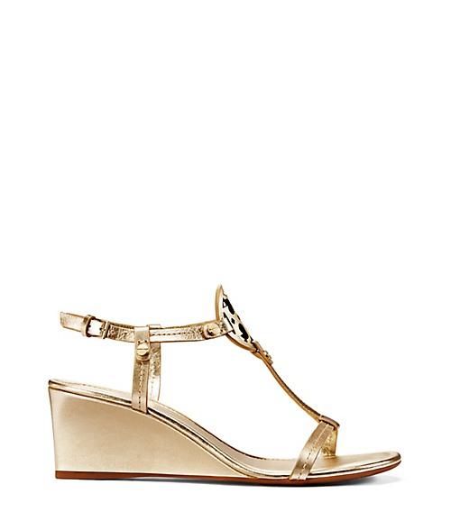 Tory Burch Miller Sandal Wedges, Metallic Leather