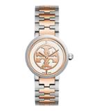 Tory Burch Reva Watch, Two-tone Rose Gold/stainless Steel, Ivory, 28 Mm