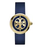 Tory Burch Reva Watch, Navy Leather/gold-tone, 36 Mm