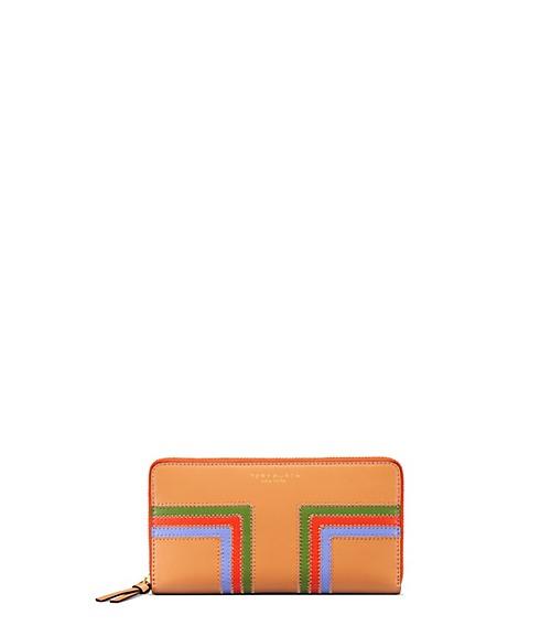 Tory Burch Block-t Stripe Multi-gusset Zip Continental Wallet