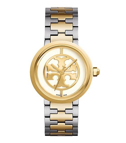 Tory Burch Reva Watch, Two-tone Stainless Steel/ivory, 36 Mm