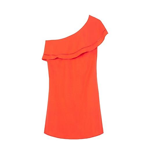 Tory Burch Solid Ruffle One-shoulder Dress