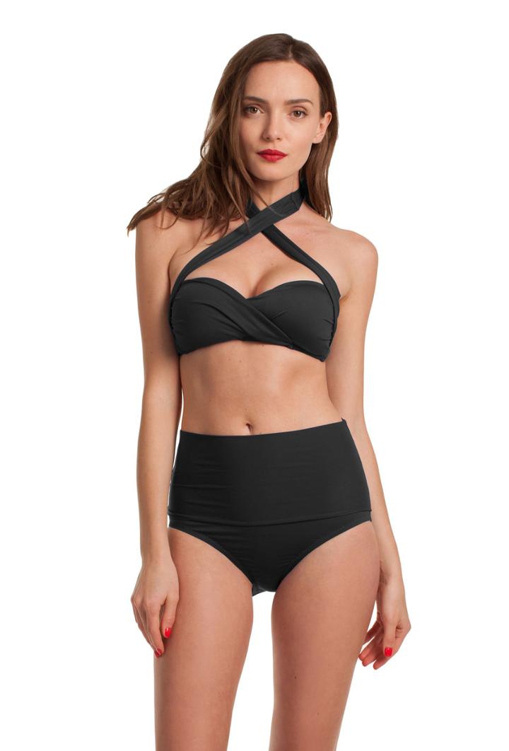 Trina Turk Trina Turk Gypsy Solid Adjustable High Waist Bottom - Ind,blk - Size