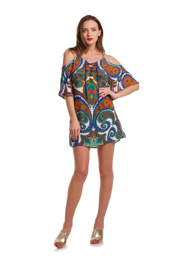 Trina Turk Trina Turk Pacific Paisley Off Shoulder Tunic - Multicolor - Size L