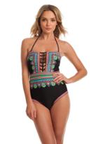 Trina Turk Trina Turk Dashiki Bandeau One Piece - Black - Size 4