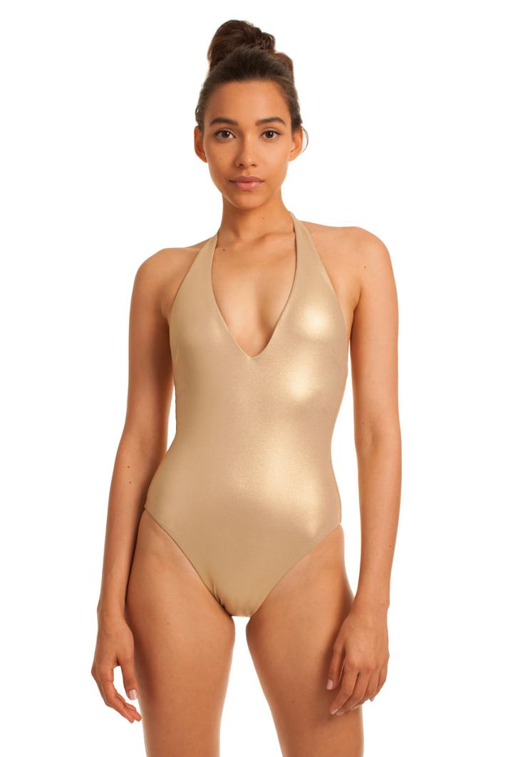 Trina Turk Trina Turk Shine One V Plunge One Piece - Gold - Size 10