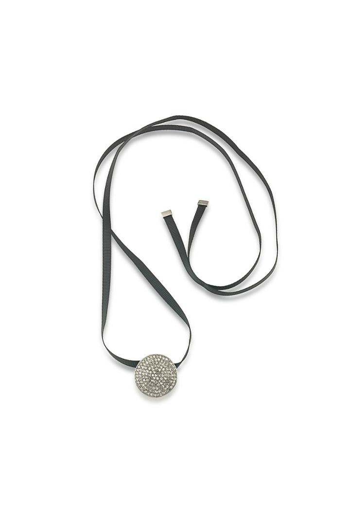 Trina Turk Trina Turk Adjust Pave Ribbon Necklace - Black - Size O/s