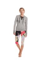 Trina Turk Trina Turk French Terry Lace Up V Neck Top - Crt - Size L