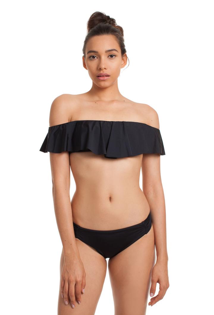 Trina Turk Trina Turk Indo Solids Shirred Side Hipster - Fus,blk - Size 10