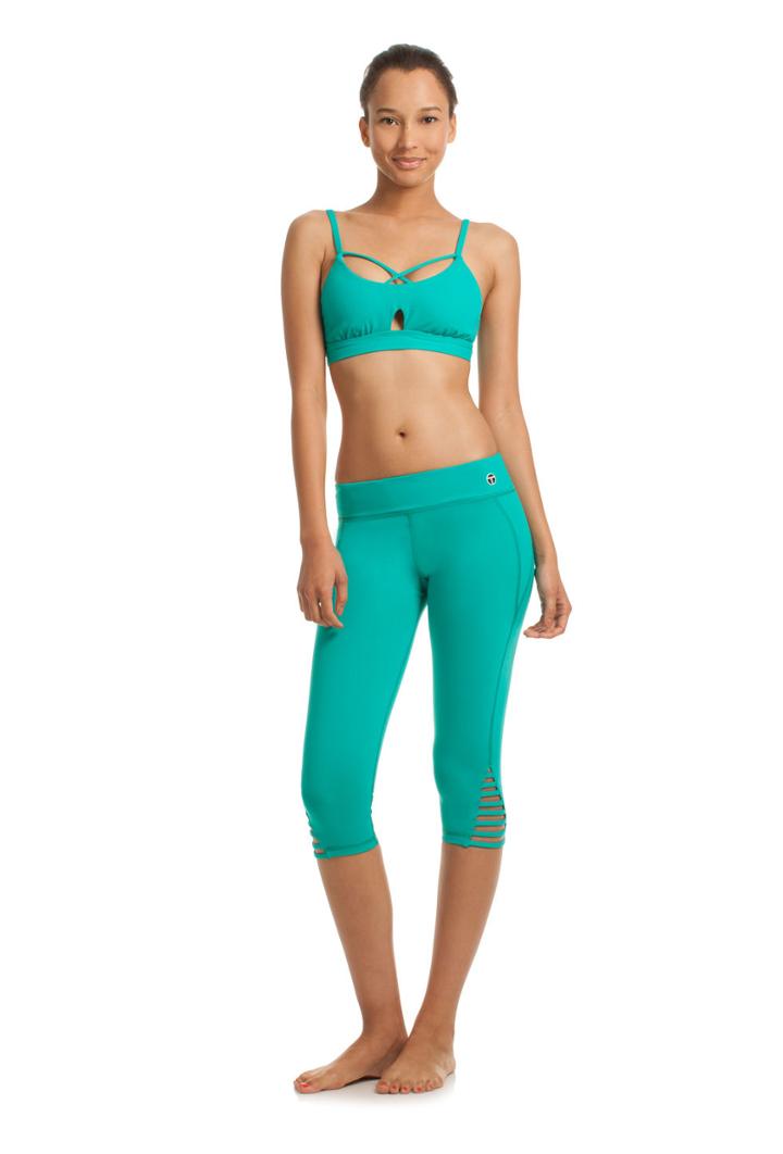 Trina Turk Trina Turk Strapped Solids Mid Length Legging - Teal - Size L