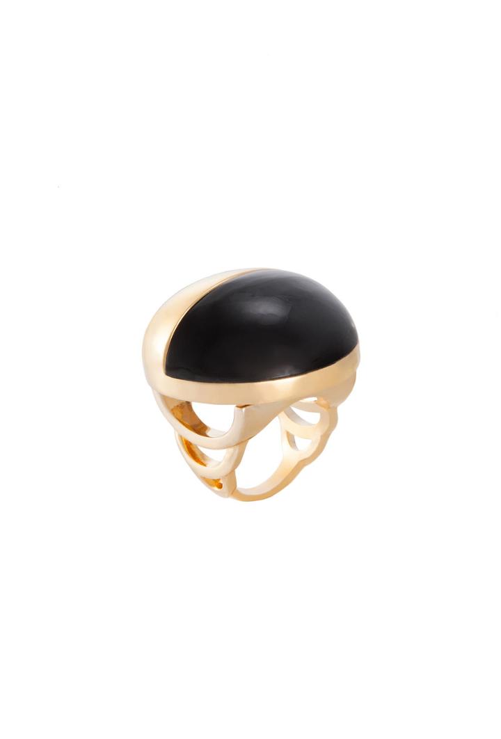 Trina Turk Trina Turk Resin Statement Ring - Black/gold - Size O/s