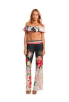 Trina Turk Trina Turk Royal Botanical Roll Top Pant - Multicolor - Size L