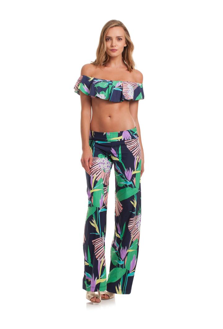 Trina Turk Trina Turk Midnight Paradise Roll Top Wide Leg Pant - Multicolor -