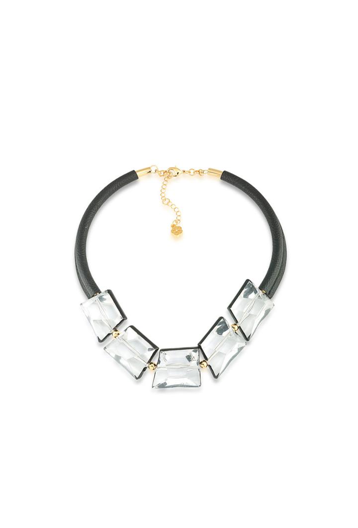 Trina Turk Trina Turk Crystal Clear Leather Necklace - Black - Size Fit Guide