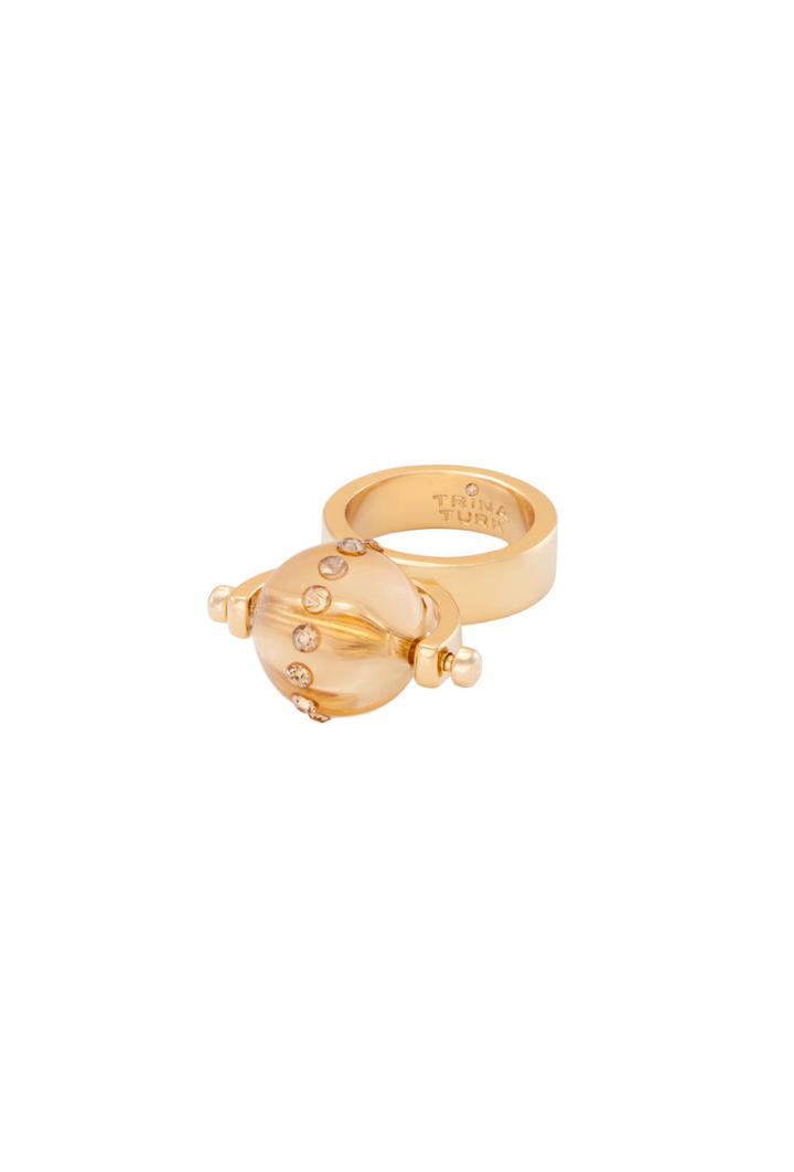 Trina Turk Trina Turk Spinner Ball With Crystal Studs Ring - Gold - Size O/s