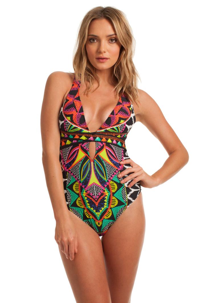 Trina Turk Trina Turk Africana Cross Back One Piece - Multicolor - Size 4