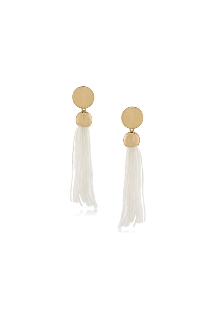 Trina Turk Trina Turk Gld/wht Tassel Post Earring - White - Size O/s