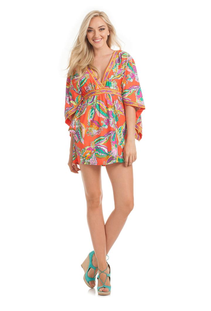 Trina Turk Trina Turk Tng Sea Garden Tunic - Tangerine - Size M
