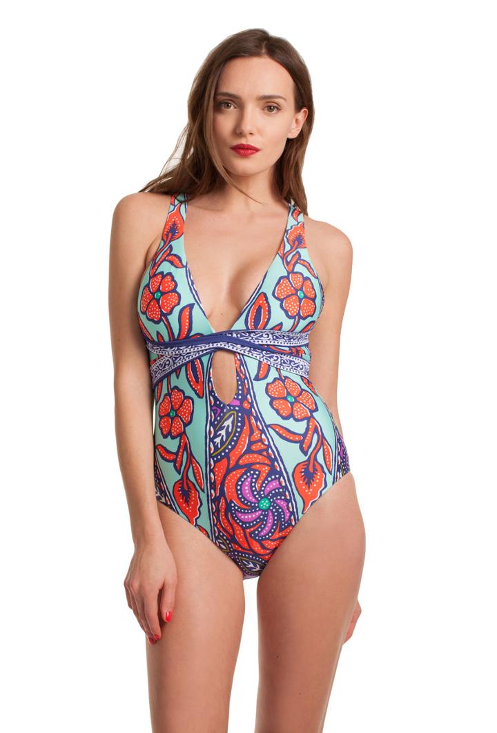 Trina Turk Trina Turk Balinese Batik Cross Back One Piece - Multicolor - Size 10