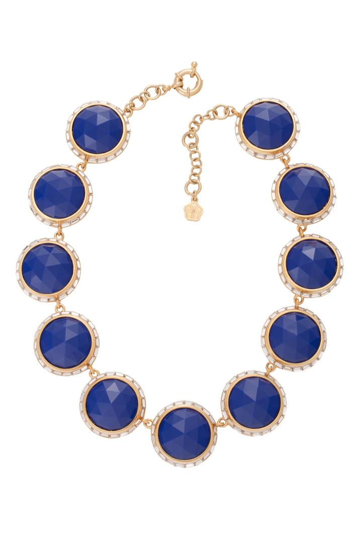 Trina Turk Trina Turk Lg Round Set Stones In Crystal Bezel - Blue - Size O/s