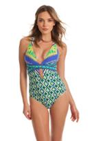 Trina Turk Trina Turk Shangri La Cross Back One Piece - Cobalt - Size 10