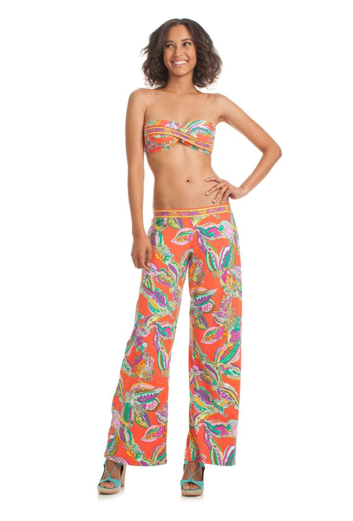 Trina Turk Trina Turk Tng Sea Garden Wide Leg Pant - Tangerine - Size L