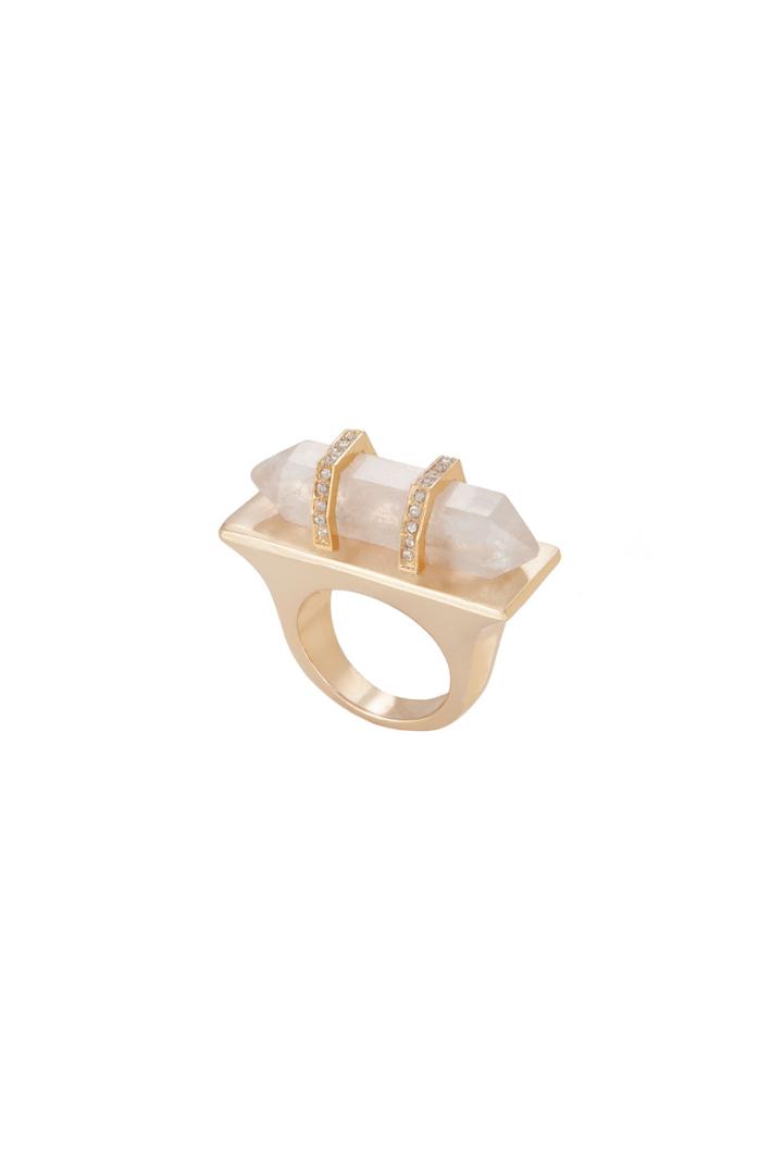 Trina Turk Trina Turk Lg Crystal Stone With Pave - Gold - Size O/s