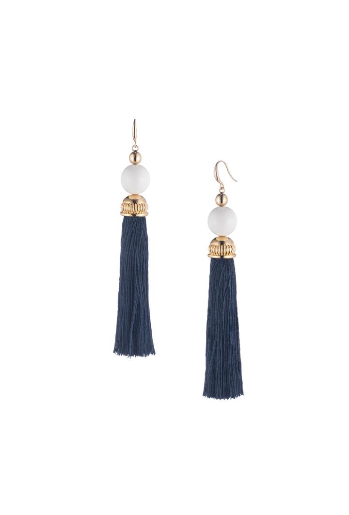 Trina Turk Trina Turk Beads In Bloom Tassel Earring - Navy - Size O/s