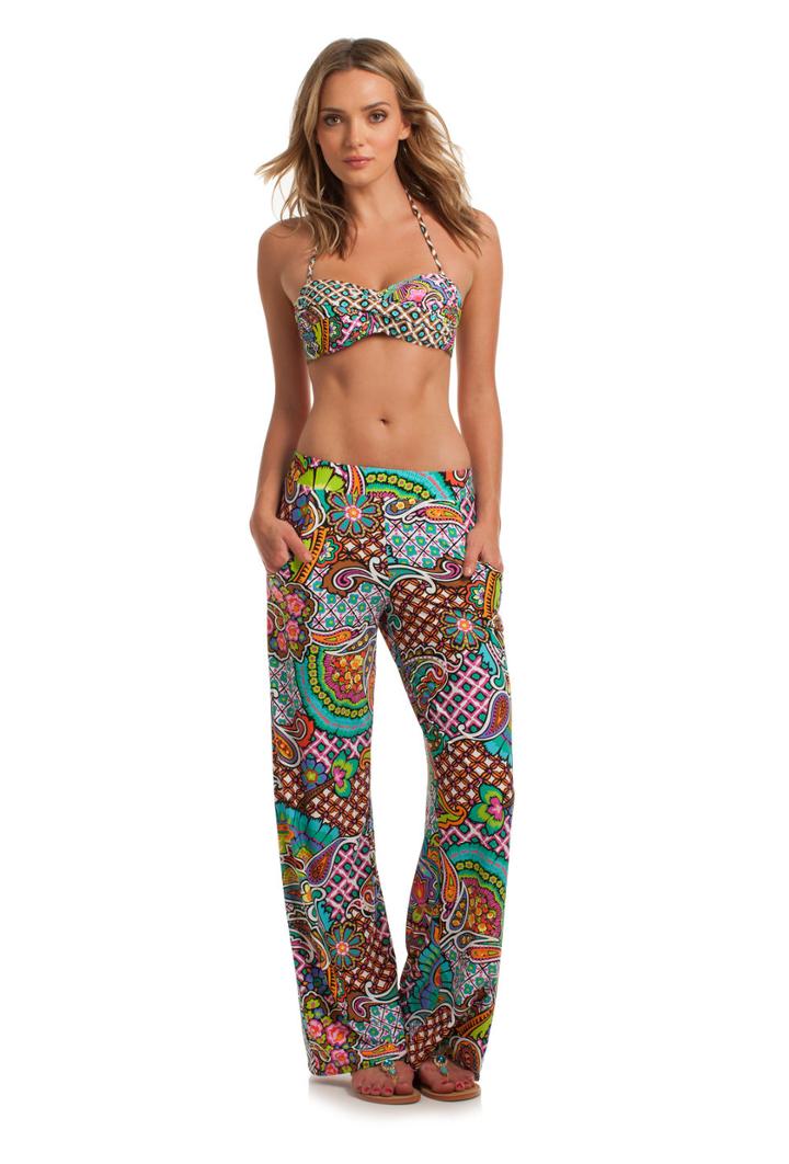 Trina Turk Trina Turk Madagascar Paisley Wide Leg Pants - Multicolor - Size L
