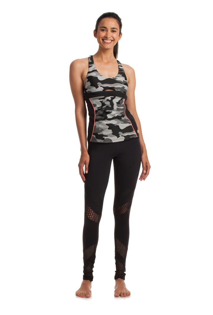 Trina Turk Trina Turk Congo Camo Tank W Removable Cups - Black - Size Xl