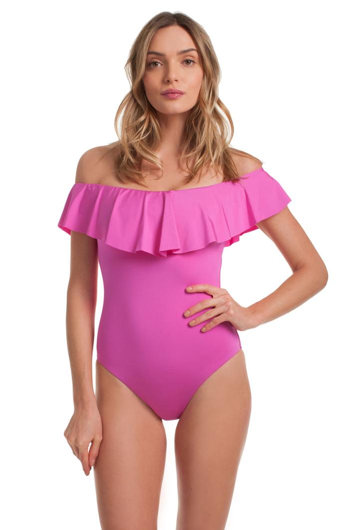 Trina Turk Trina Turk Studio Solid Off The Shoulder Bandeau One Piece - Shp,aqa