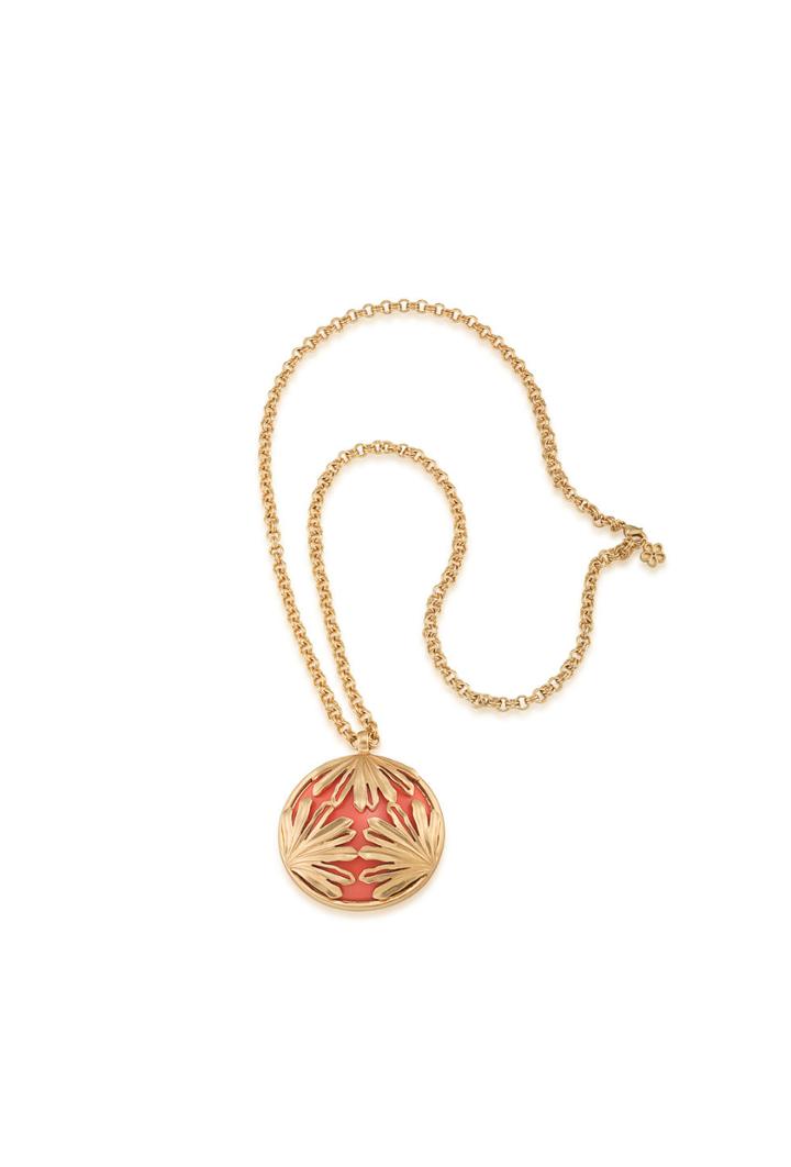 Trina Turk Trina Turk Wildflower Palm Leaf Pendant Necklace - Pink - Size Fit