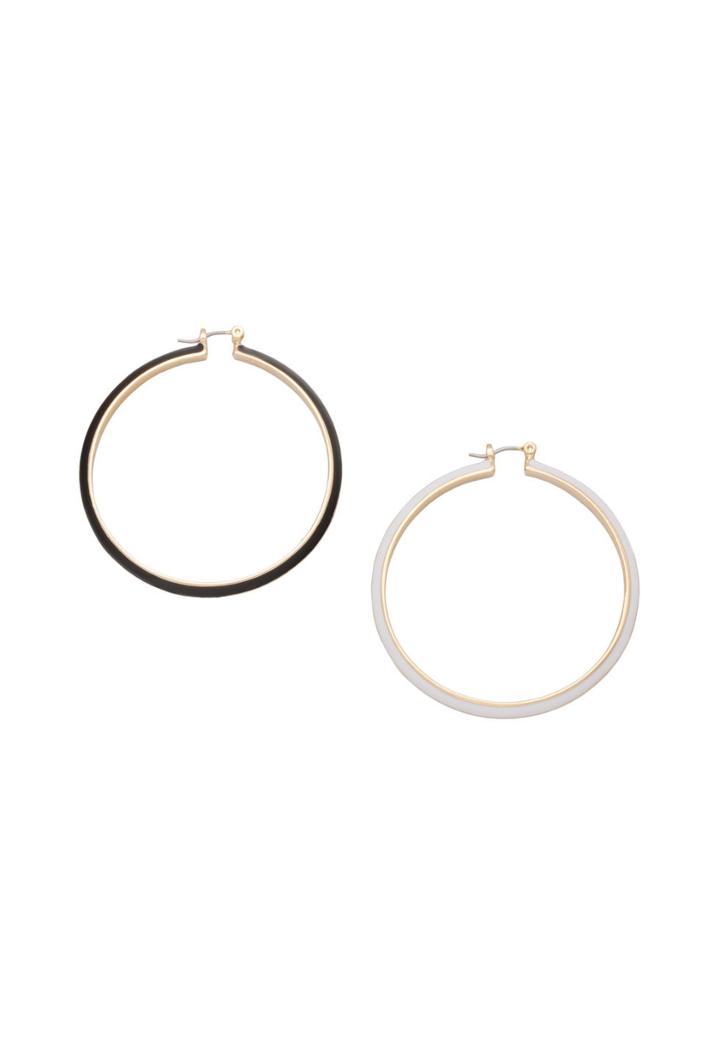 Trina Turk Trina Turk Large Enamel Hoop - Black - Size O/s