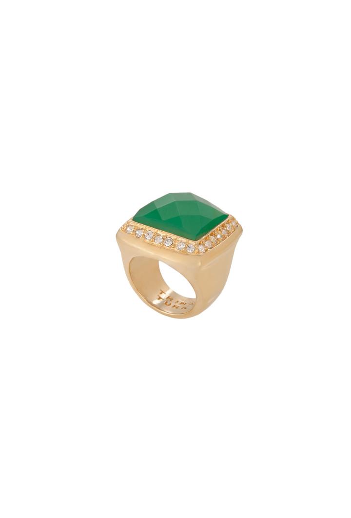 Trina Turk Trina Turk Lg Square Stone With Pave - Emerald - Size O/s