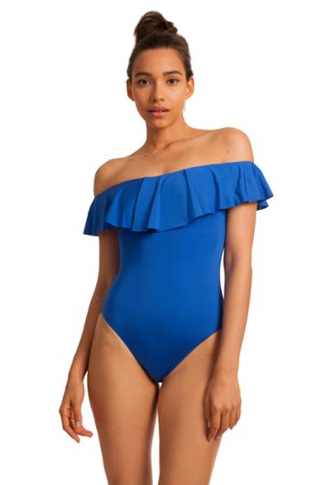 Trina Turk Trina Turk Indo Solids Off The Shoulder Bandeau One Piece - Wht,spr -