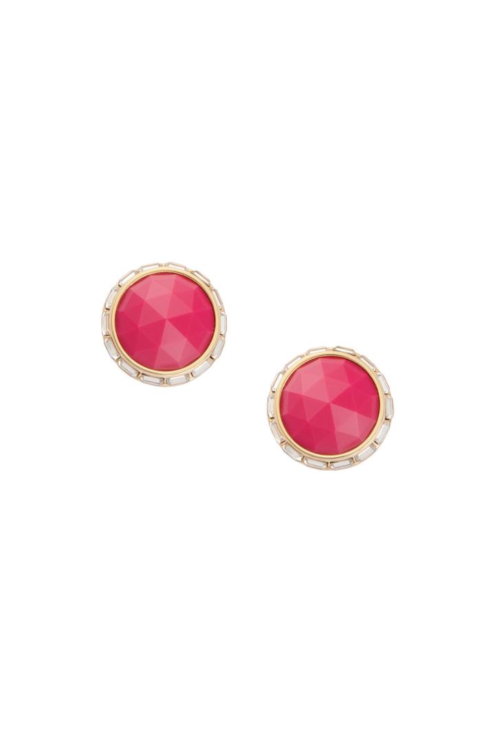 Trina Turk Trina Turk Lg Button With Stone Bezel- Anniversary - Fuchsia - Size