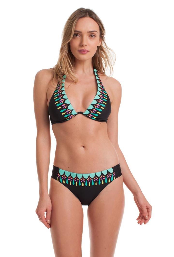 Trina Turk Trina Turk Sunburst Underwire Halter - Black - Size 10