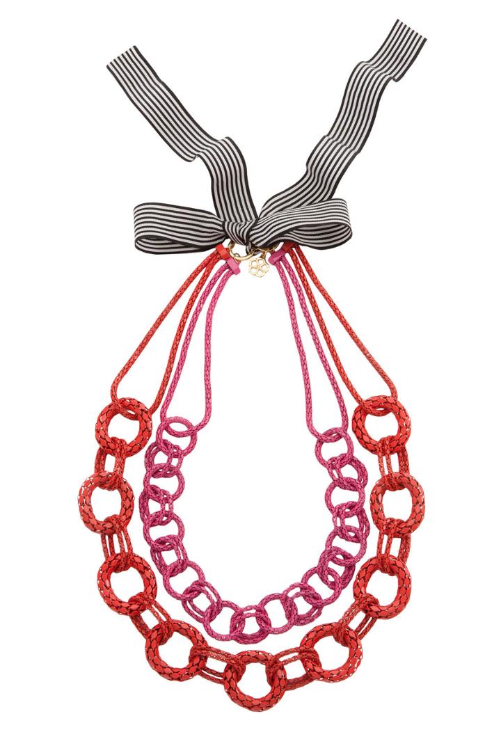 Trina Turk Trina Turk Colored Chain W Ribbon Necklace - Pink - Size O/s